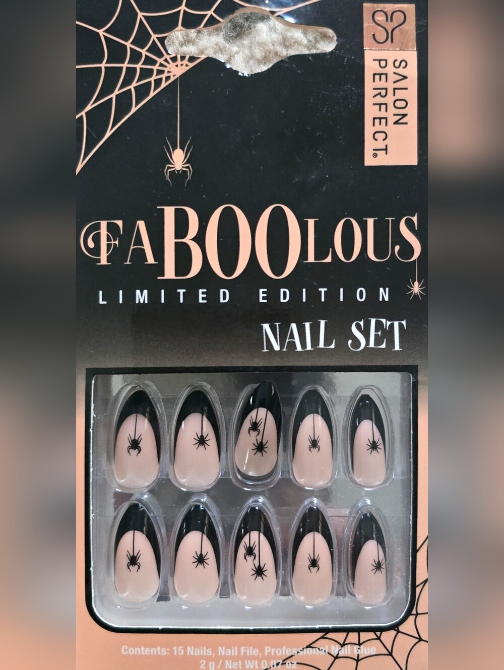 Limited Edition Nail Set - Pink & Black Halloween Spider Design